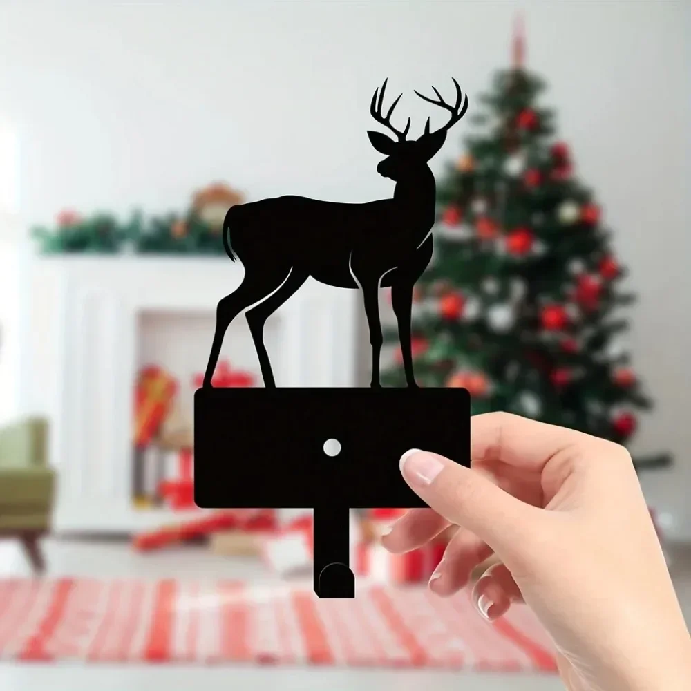 Фото 1pc Christmas Deer Metal Key Holder Hook: Wall-Mounted for Christmas Decor. Perfect for Hanging Bathroom Towels №5