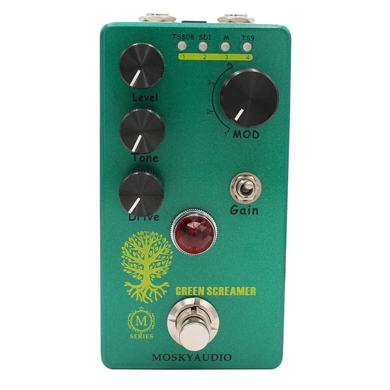 Зеленая гравировальная панель MOSKYAUDIO для гитары Overdrive TS9/TS808, педаль эффектов с функцией True Bypass, Детали процессора для гитарных эффектов