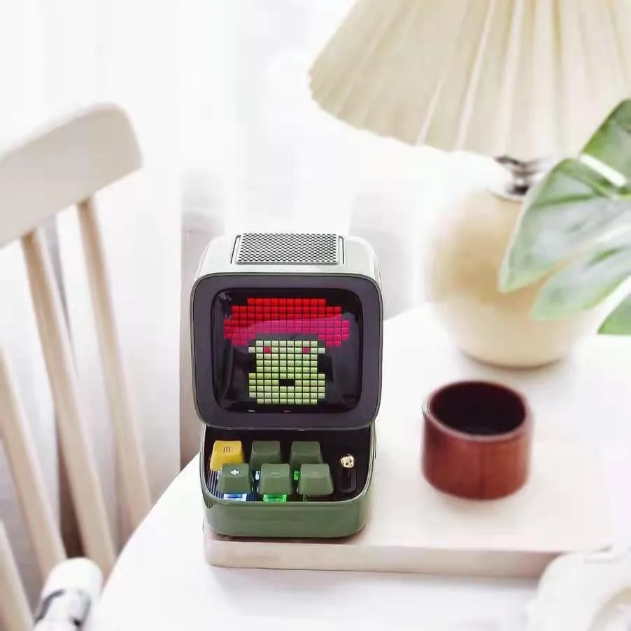 Фото Divoom DITOO Pixel Bluetooth Беспроводной динамик Earth Green Механическая ретро мини-модель компьютера Умный динамик Будильник №3