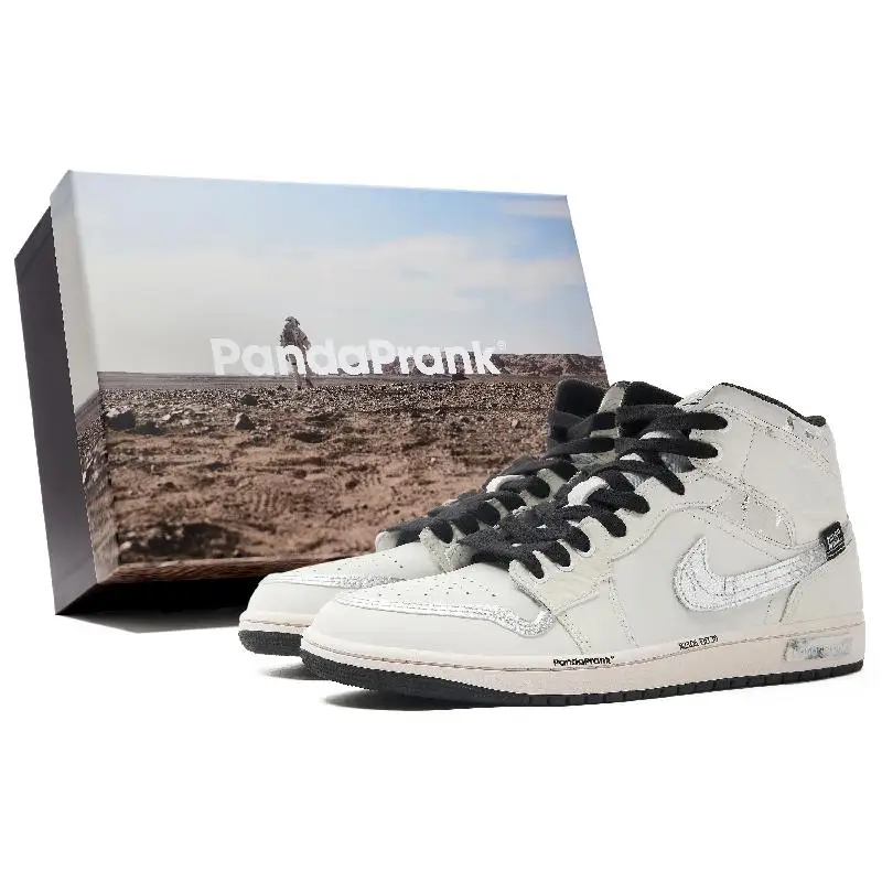 【Настроить】Винтажные баскетбольные кроссовки Air Jordan 1, мужские белые/черные кроссовки средней высоты DQ8426-132