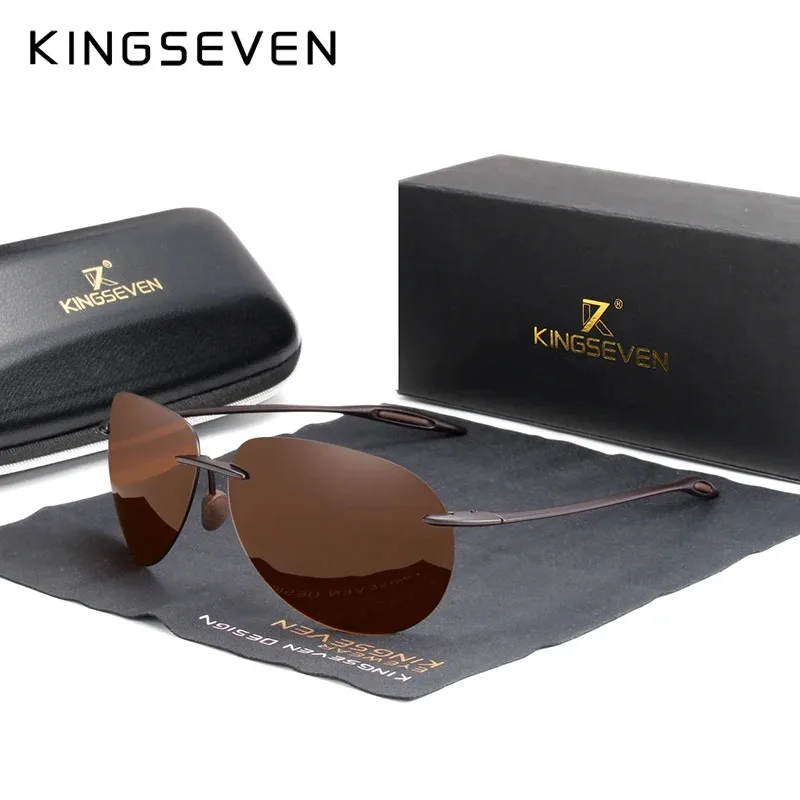 KINGSEVEN Модные поляризационные солнцезащитные очки Сверхлегкая оправа из алюминиевого сплава TR90 для мужчин и женщин