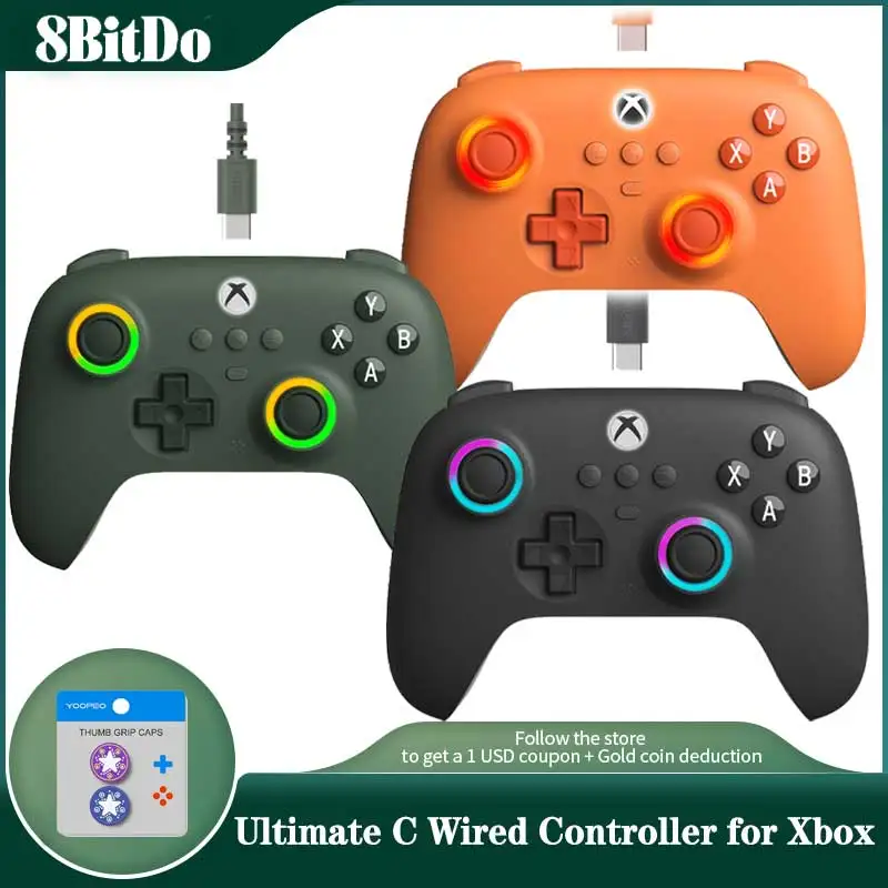 8bitdo Ultimate C проводной контроллер с джойстиками с эффектом холла, USB геймпад для Xbox серии X, серии S, Xbox One и ПК Windows.