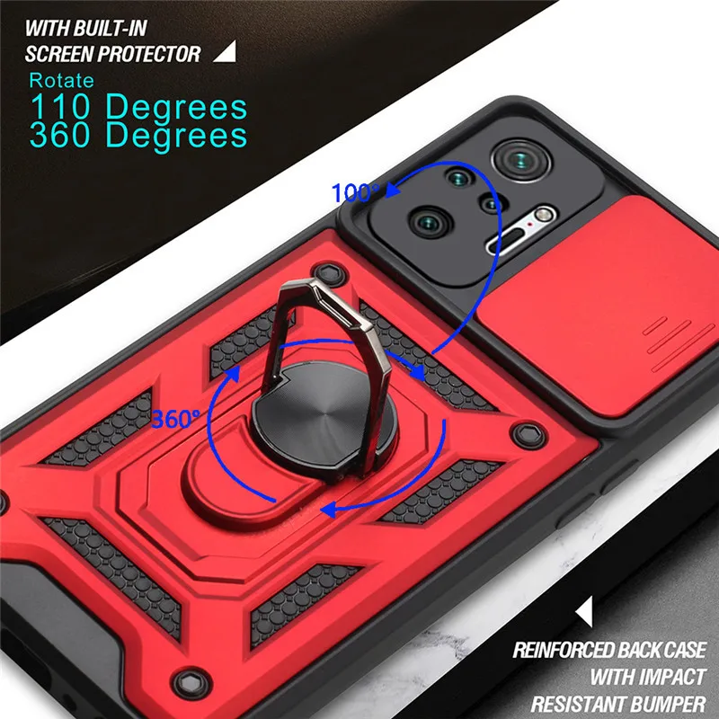 Фото Для Redmi Note 10 5G 10S K40 Pro 9T Чехол Armor Противоударный чехол для Xiaomi Mi 11 Lite Poco F3 M3 Pro Slide Camera Protect Shell №4