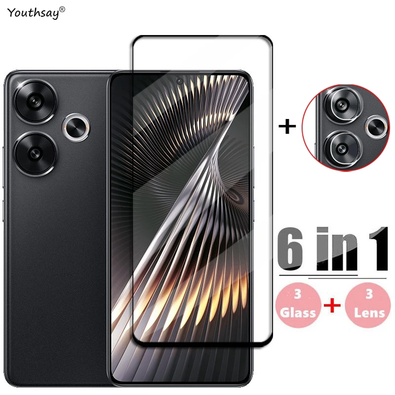 6 в 1 стекло для Poco F6 полное покрытие закаленное стекло Poco F6 защита для экрана HD защитная пленка для объектива телефона Poco F6