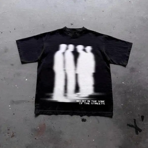 Фото Street Atmosphere Virtual Shadow Characters Shadow Graphic Хлопковая футболка, гранж y2k эмо сцена Tapout Goth Amity Affliction №2