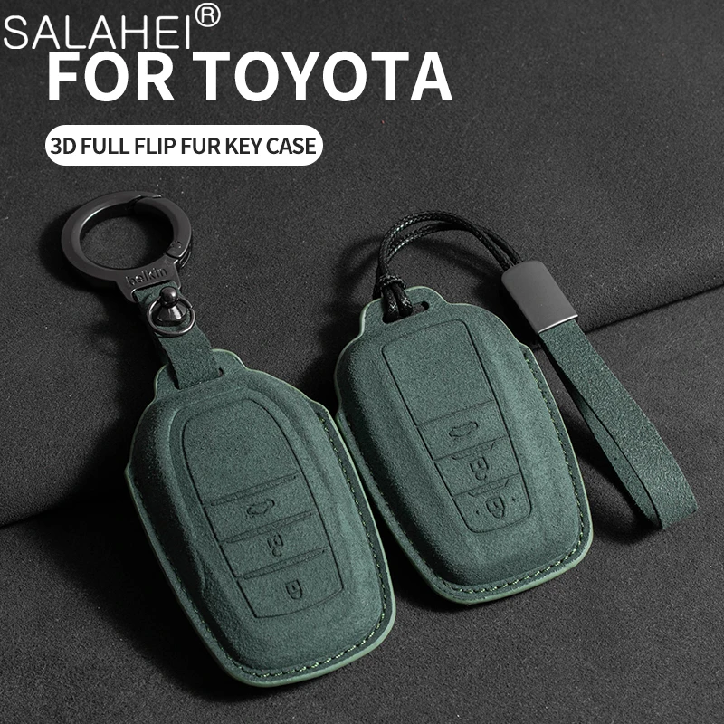 Замшевый автомобильный чехол для ключей, чехол для Toyota Prius Camry Corolla CHR RAV4 Land Cruiser Prado Hilux Fortuner Crown, аксессуары