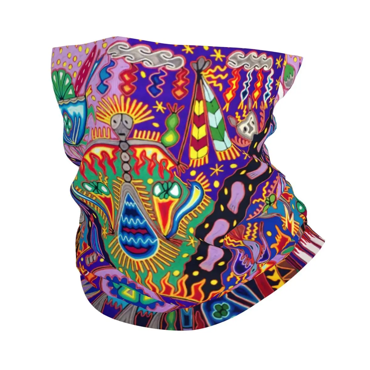 Тонкая бандана Huichol-Шаманская церемония-by-Andrew-Osta, гетры Huichol Art, шарф с запахом, повязка на голову, чехол на шею
