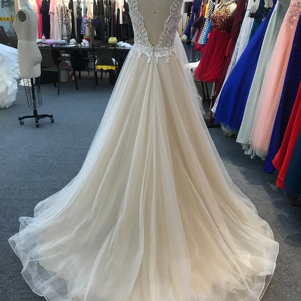 Фото Изысканные красивые женские свадебные платья jancдекабря, элегантные наряды для невесты, платье принцессы с вырезом, свадебные платья №2