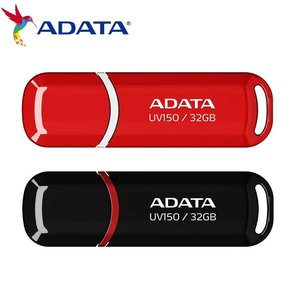 ADATA UV150 32 ГБ 64 ГБ 128 ГБ 256 ГБ USB 3.0 флэш-накопитель с защелкой, красный/черный Хранение данных