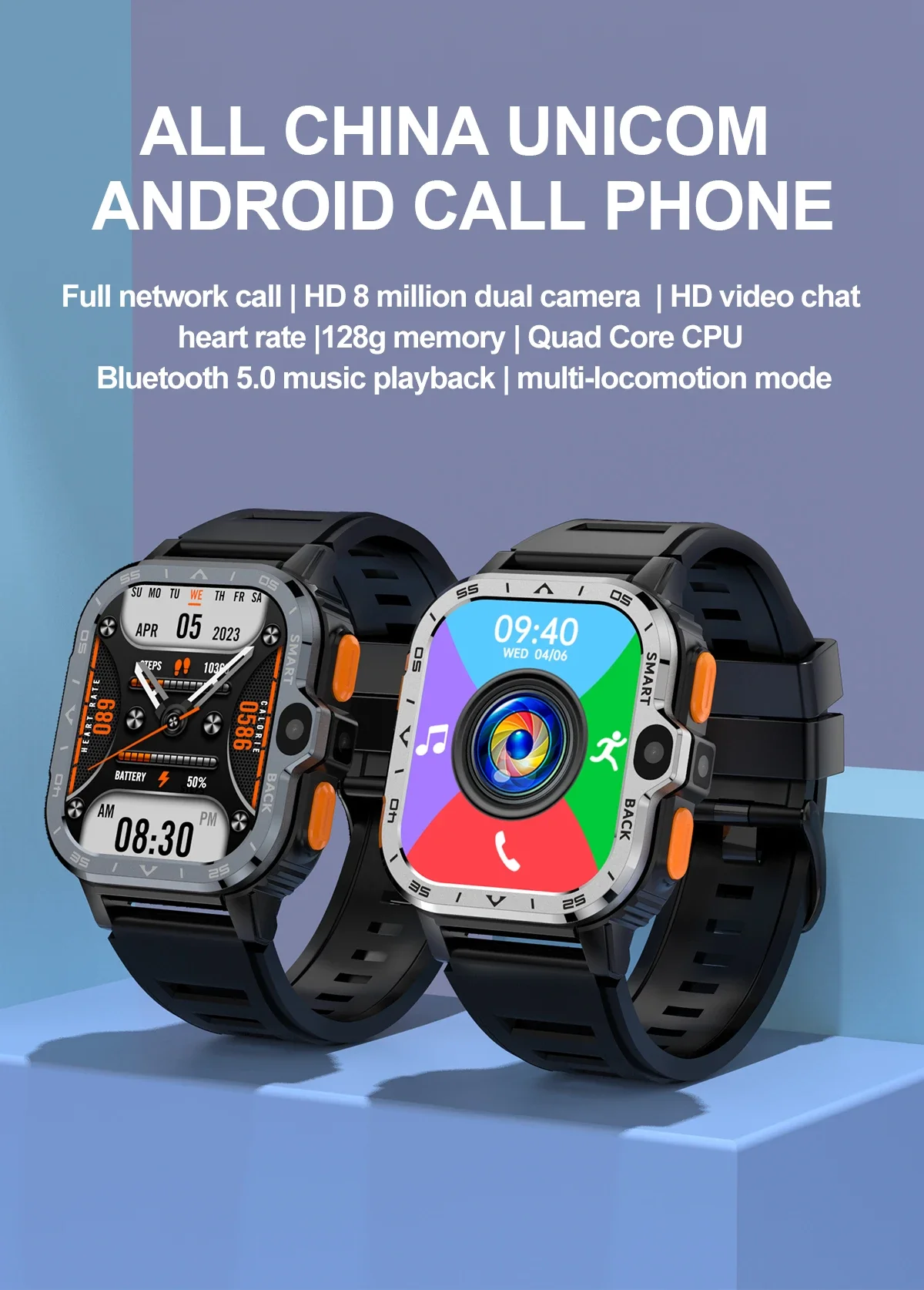 Фото VALDUS 4G SIM-карта Android-телефон Smartwatch 5G GPS WIFI двойная камера 2024 черные умные часы PGD №3