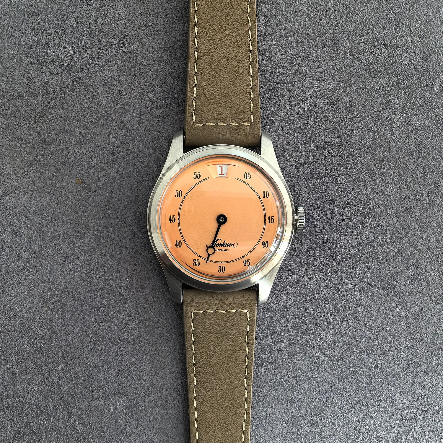 PIERRE PAULIN Мужские автоматические часы 38 мм Механические наручные часы Jumping Hour Sappire Mirror ST17 Mov Salmon Dial