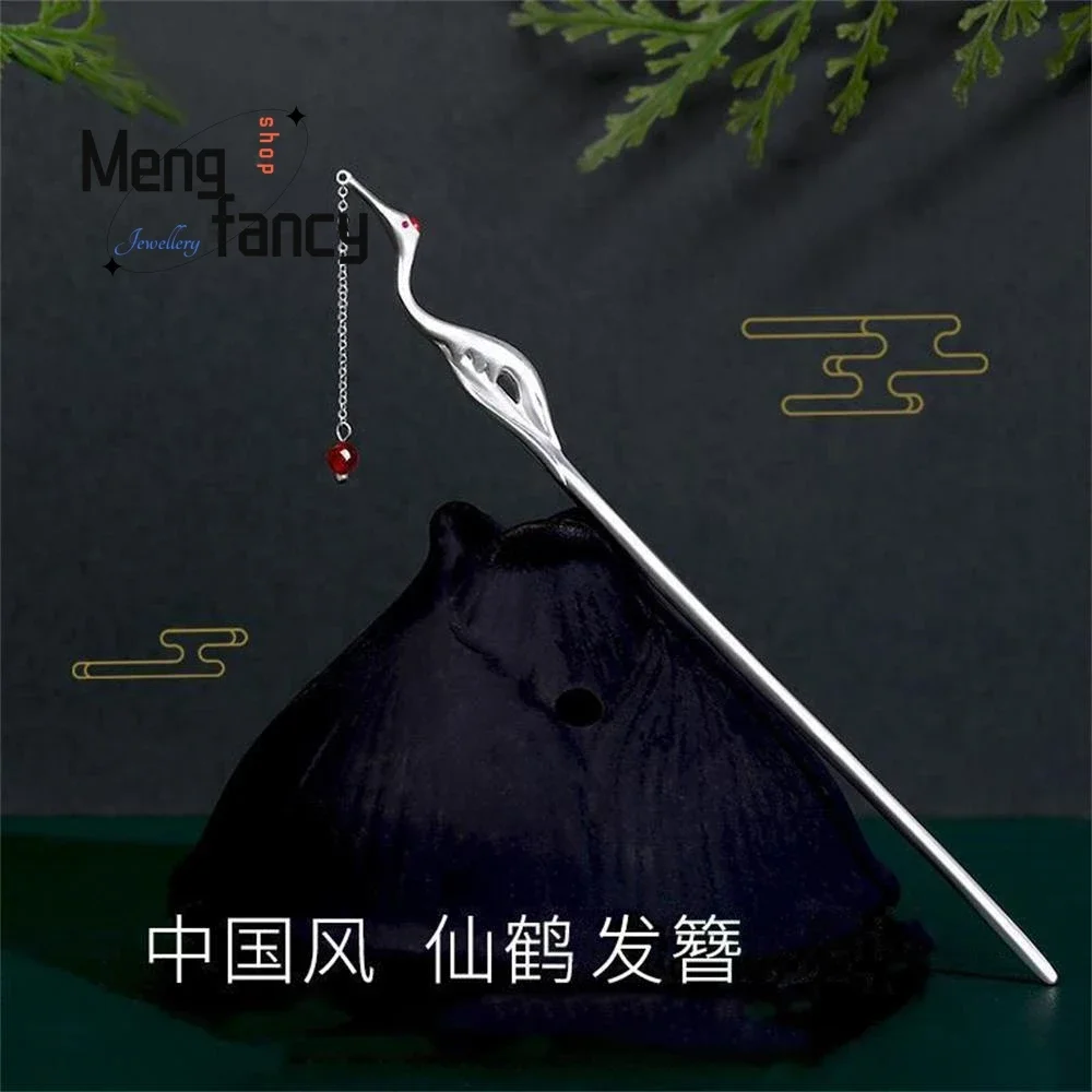 Древний стиль Hanfu, посеребренная заколка с кисточкой, простой диск для волос, изысканный элегантный головной убор, роскошные модные украшения, подарок на праздник