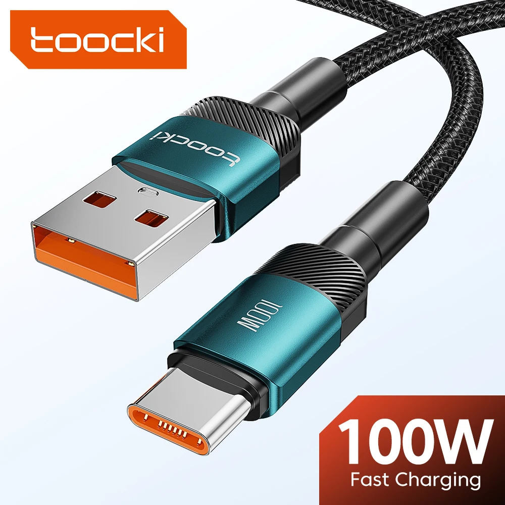 USB-кабель Toocki, 100 Вт, 5 А, Type-C, кабель для быстрой зарядки для Huawei P50, P40, P30 Pro, Xiaomi Realme POCO