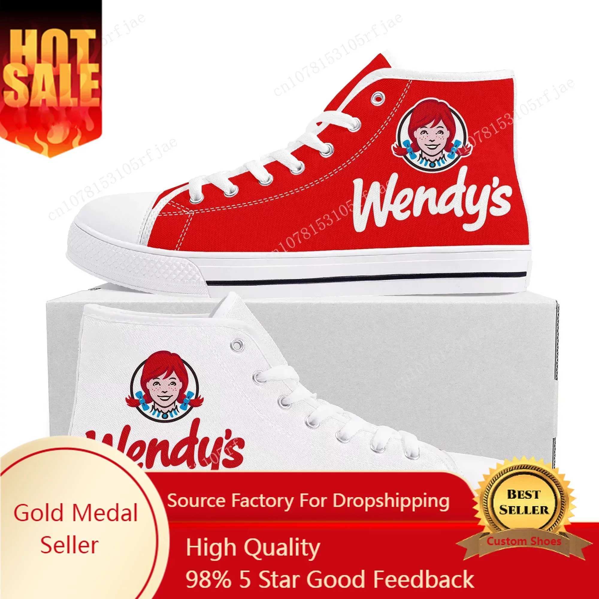 Новые высокие кроссовки Wendys Fast Food Restaurant с логотипом высокого качества, мужские и женские парусиновые кроссовки для подростков по индивидуальному заказу, обувь для пар