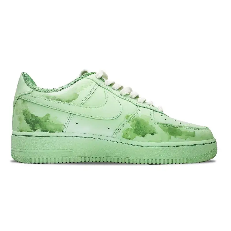 Фото [На заказ Duckweed] Мужские низкие туфли для скейтборда Nike Air Force 1, зеленые №2
