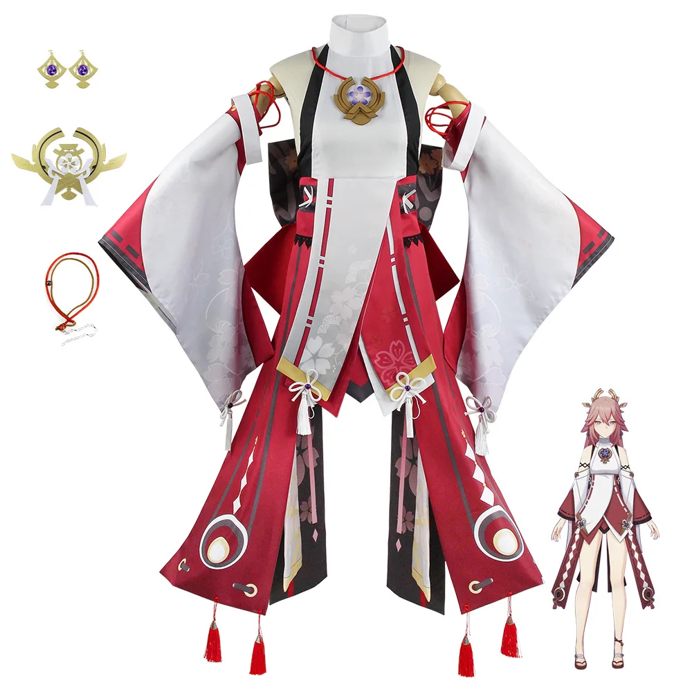 Genshin Impact костюмы для косплея Yae Miko, костюмы для персонажей аниме, такие же полный комплект косплея Yae Miko