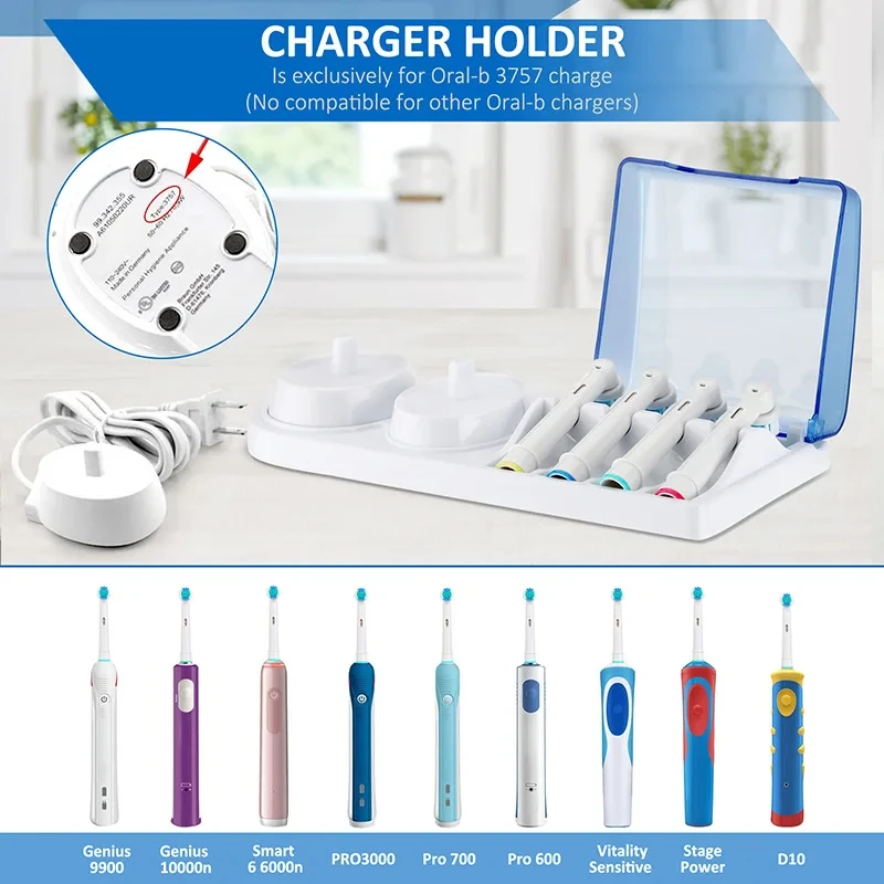 Фото Держатель для зубной щетки Braun Oral B, подставка для зубной щетки в ванную комнату, подставка для зубной щетки, держатель, основа для насадок для зубной щетки с отверстием для зарядного устройства №4
