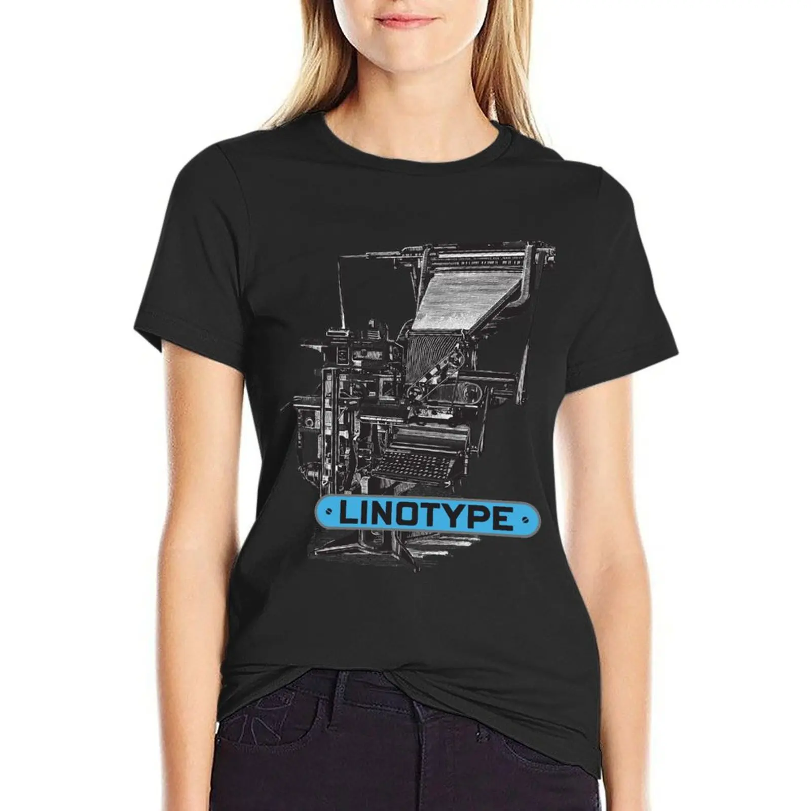 Linotype, футболка с надписью, эстетическая одежда, заготовки, футболки для женщин, графика