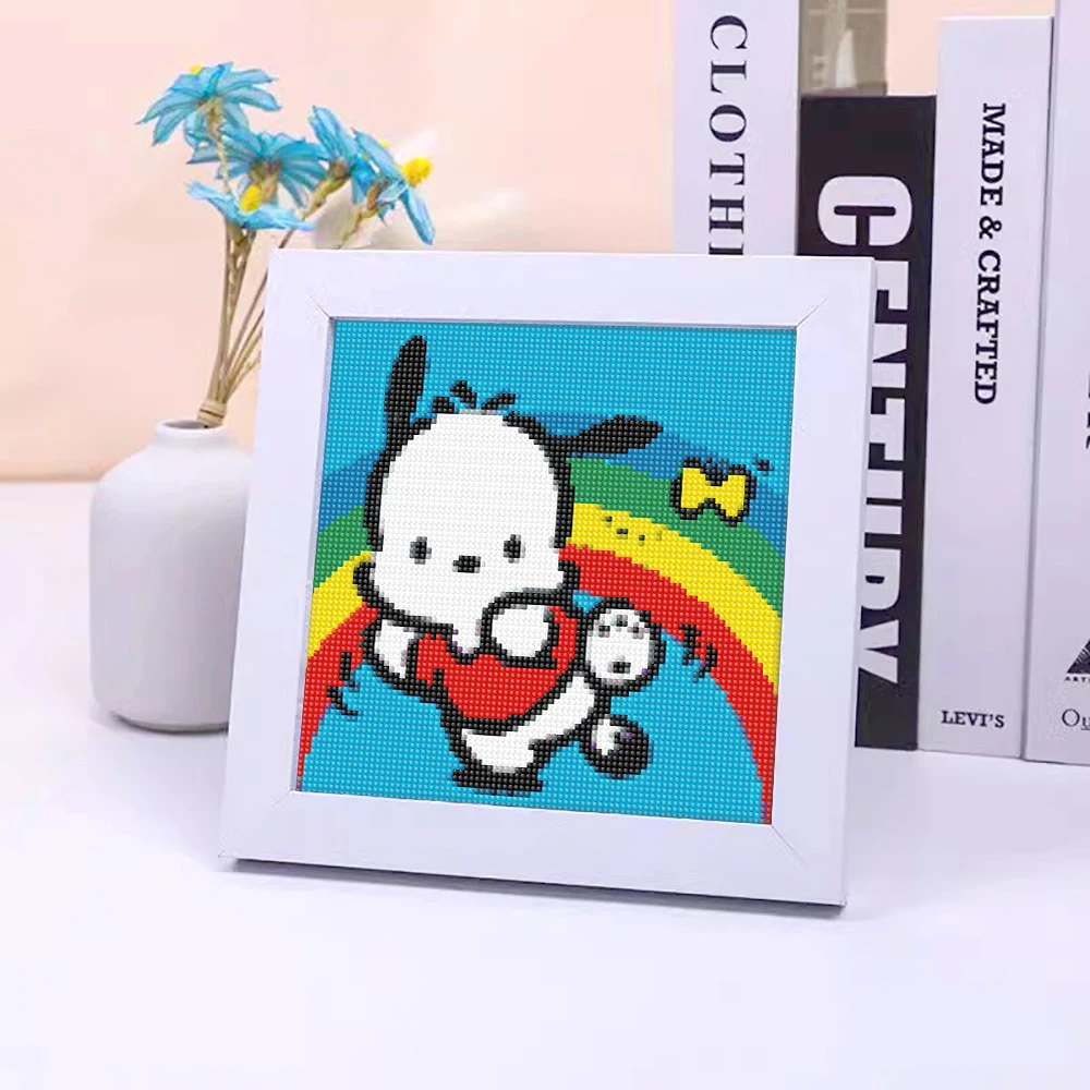 Фото Алмазная мозаика Hello Kitty, полакко, мультяшный рисунок Sanrio, алмазная живопись, детская картина «сделай сам», искусственная вышивка, домашний декор №2