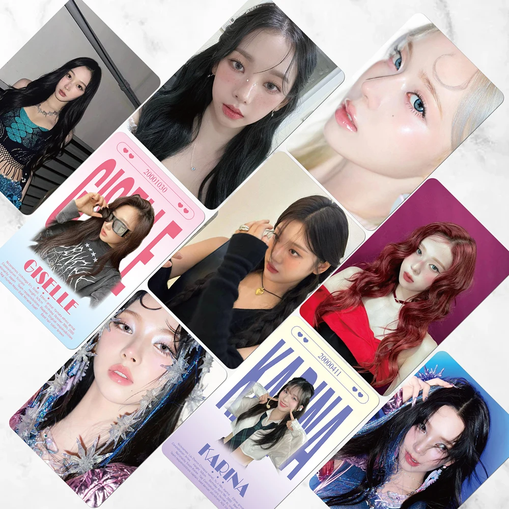 55 шт./набор KPOP ILLIT Karina зимние лазерные фотокарты в коробке Жизель ниннинг вонхэ Minju модные почтовые открытки для селфи коллекция поклонников