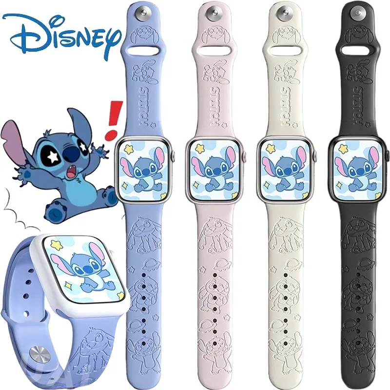 Ремешок Disney Stitch для Apple Watch Ultra 2 49 46 мм 42 мм 44 мм 40 мм 45 мм 41 мм 38 мм Браслет для IWatch Series 10 9 3 6 5 7 8