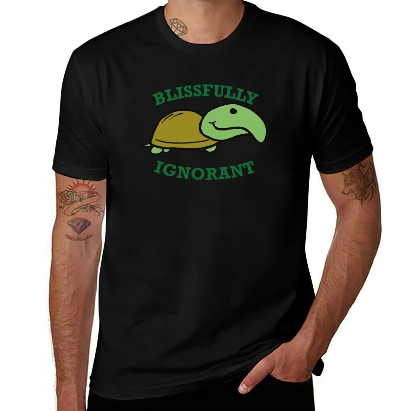 Футболка Blissfully Ignorant Turtle, персонализированная футболка, винтажная футболка с рисунком, футболки больших размеров, мужская одежда