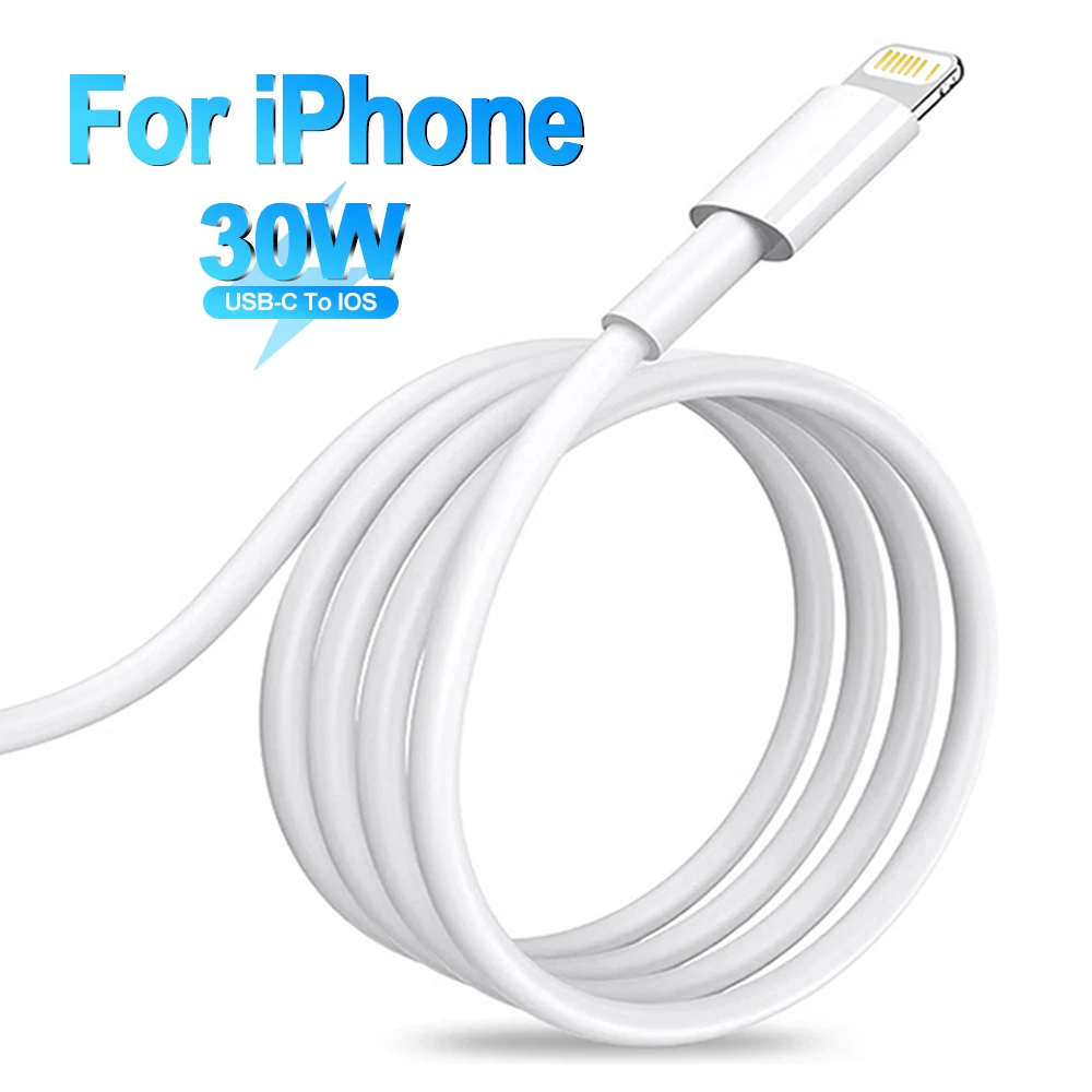 Кабель для быстрой зарядки PD 30 Вт USB-C для iPhone 15 14 13 12 11 Pro Max Mini XR XS 8 7 Plus iPad Pro Wire Type-C Кабель для зарядки данных
