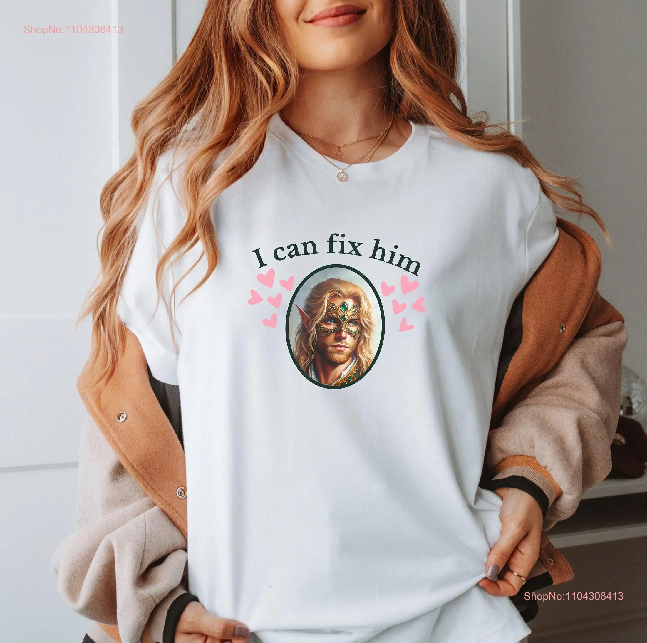 Футболка «Я могу исправить его» Tamlin Acotar Spring Court Portrait Soft Style SJM Merch Tampon с длинными или короткими рукавами