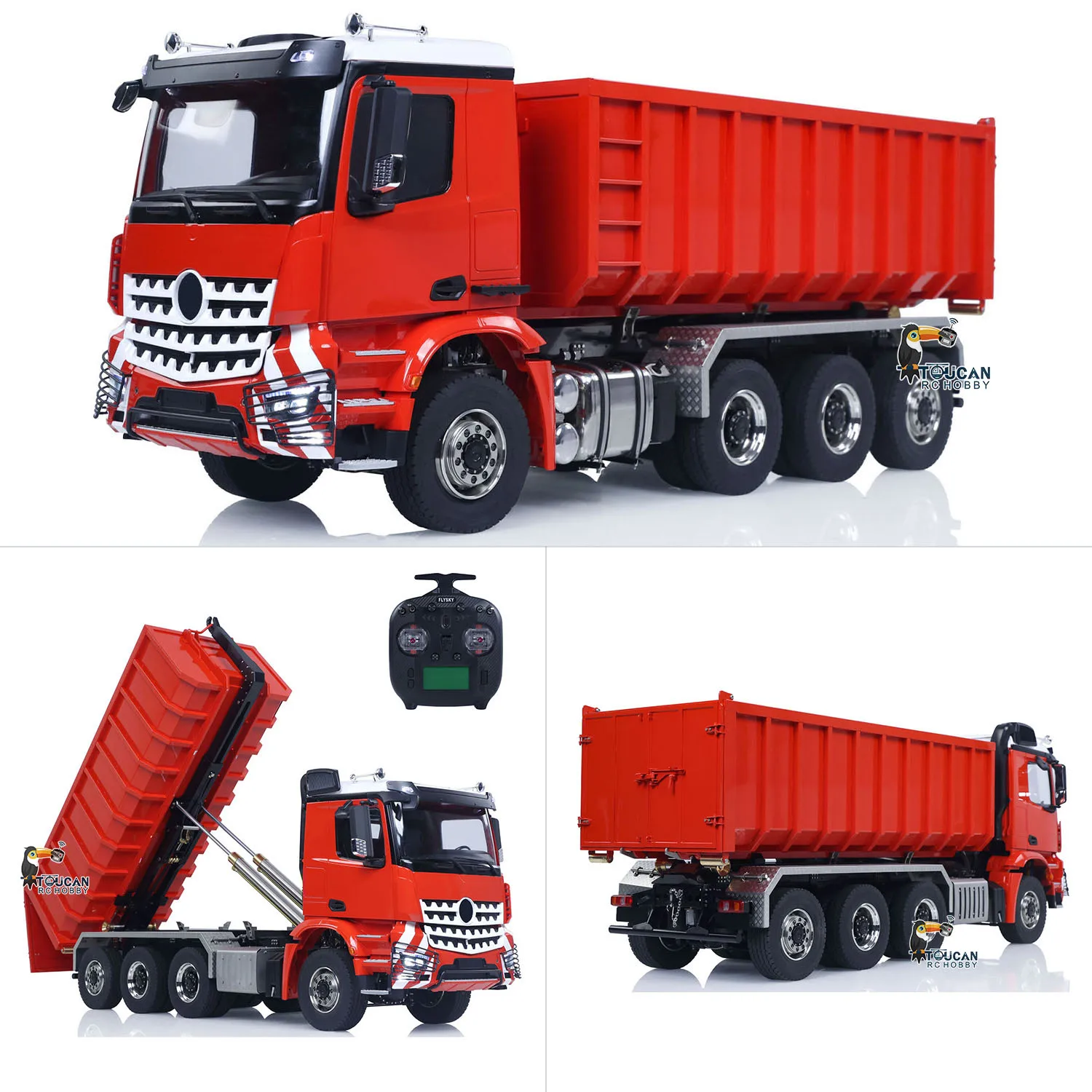 Toucan Metal 1/14 RC Гидравлический самосвал 8x8 Roll Off Самосвал 3363 Задний мост Рулевое управление Света Звуковая система