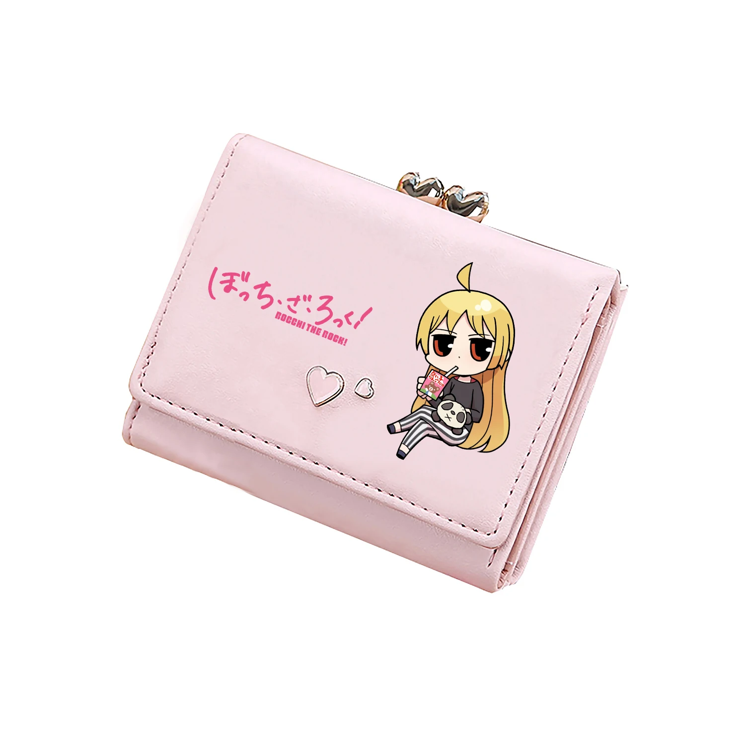 Фото BOCCHI THE ROCK Kawaii Короткие кошельки из искусственной кожи Кошелек для монет Мультяшные держатели для удостоверений личности Симпатичные розовые карманы для мелочи Маленький клатч для девочек №4