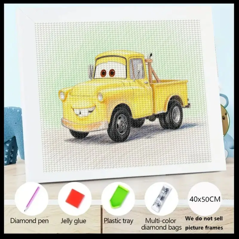 1 шт. 5D DIY комплект алмазной живописи, полная дрель, милый мультяшный желтый эвакуатор, искусство, сверкающий кристалл, горный хрусталь, драгоценный камень, изображение для детей