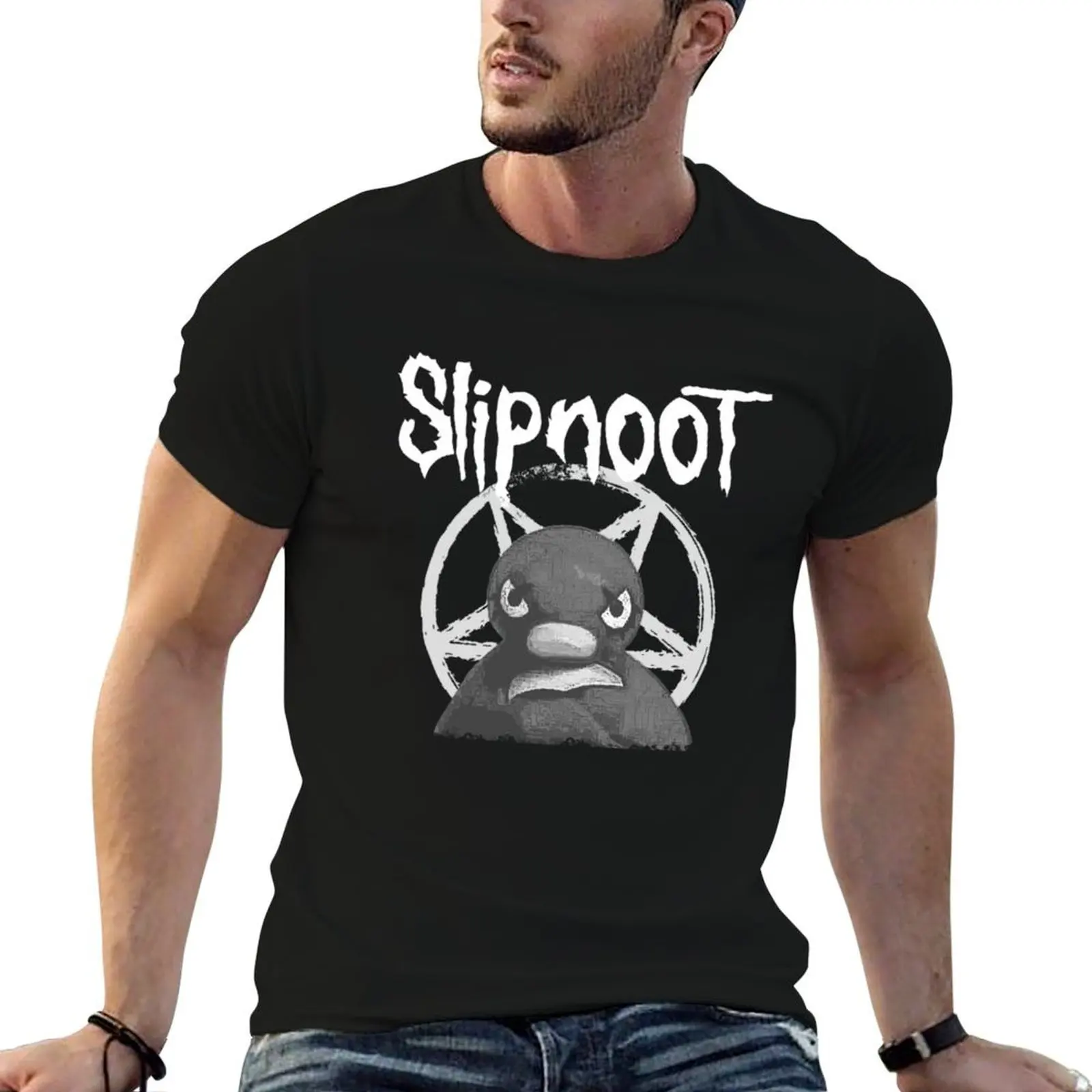 Slipnoot Pingu, белая футболка с принтом, мужская футболка из 100% хлопка, футболка из 100% хлопка
