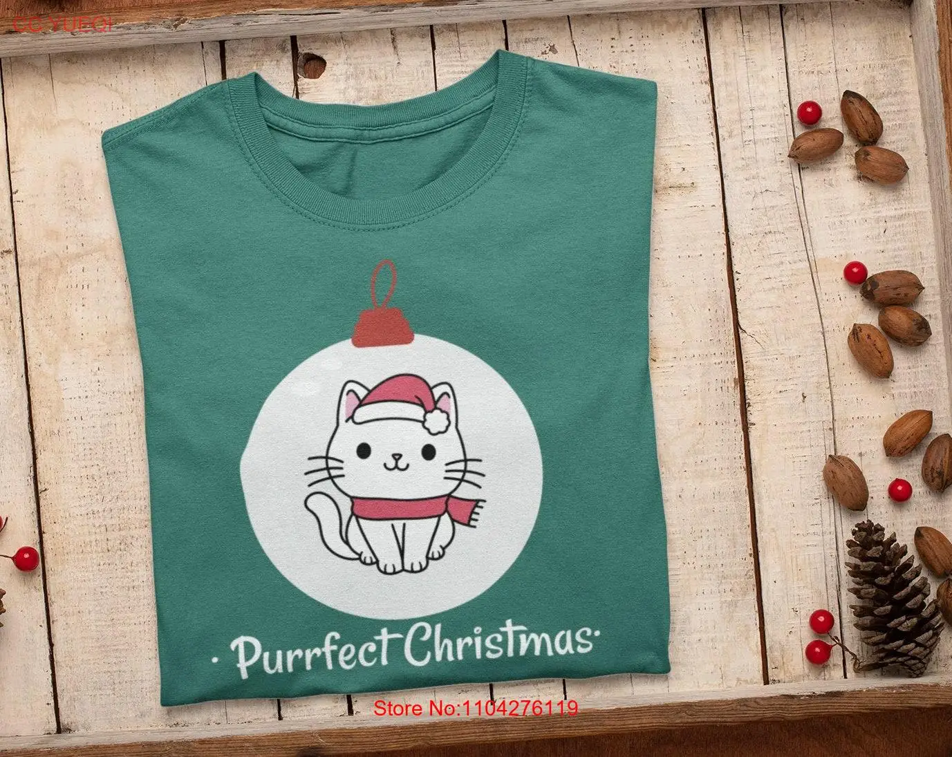 Футболка Purrfect Christmas CaT Holiday Забавная с длинными или короткими рукавами