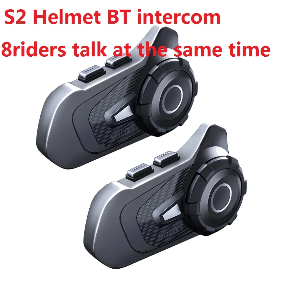 Bluetooth-гарнитура для мотоциклетного шлема S2, универсальная связь, FM-радио, переговорное устройство, 8 устройств