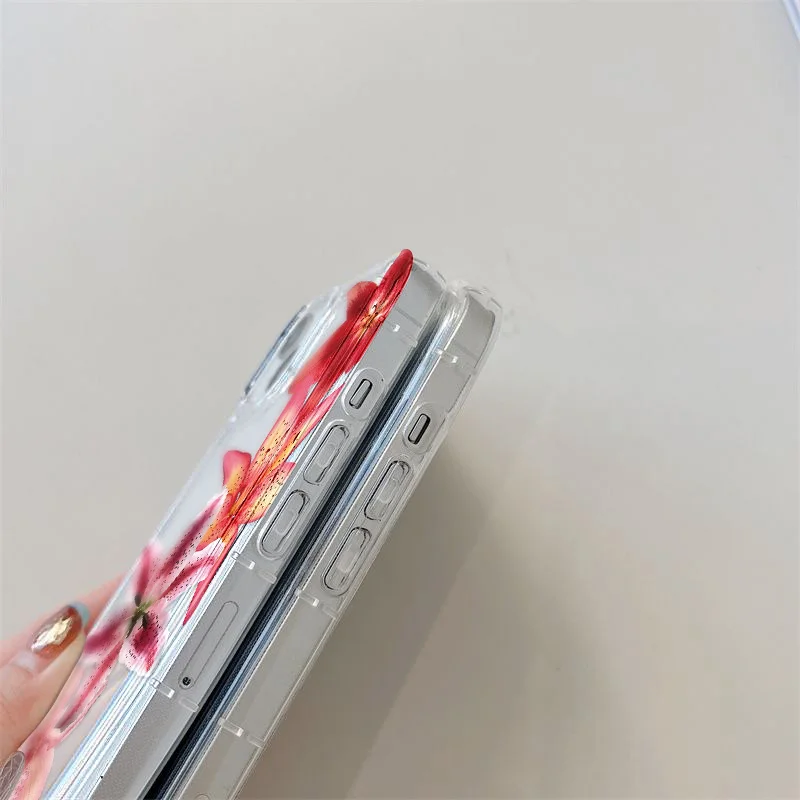 Фото Мягкий силиконовый чехол для iPhone 15 Pro Fundas iPhone 17 Air 16 Pro Max 15 14 Plus 13 12 11 X XS XR 7 8 SE Capas Flower Clear Cover №5