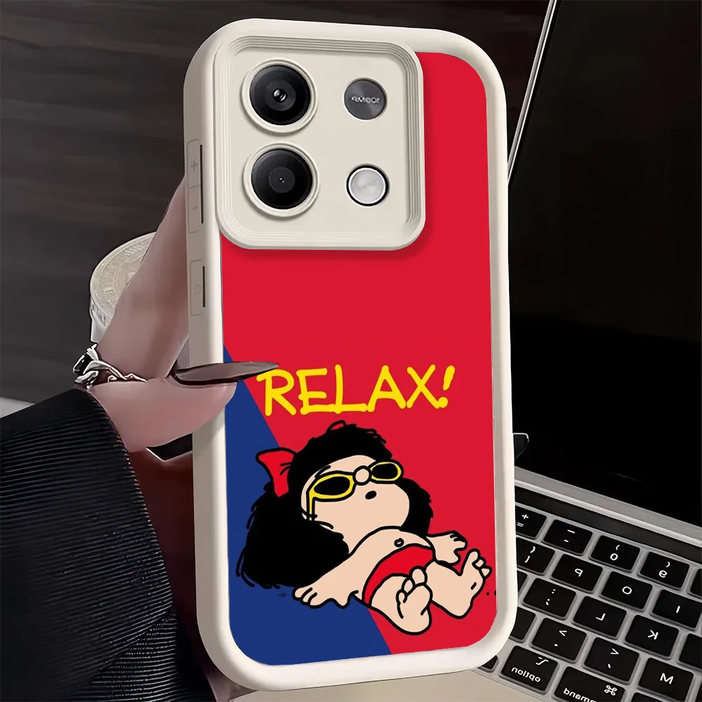 Фото Милый чехол для телефона Mafalda с рисунком для Xiaomi Redmi Note 14 13 12 Pro Plus 12S 11S 11 11T 10 10S 9 9S 5G Bumper Cover Fundas №5