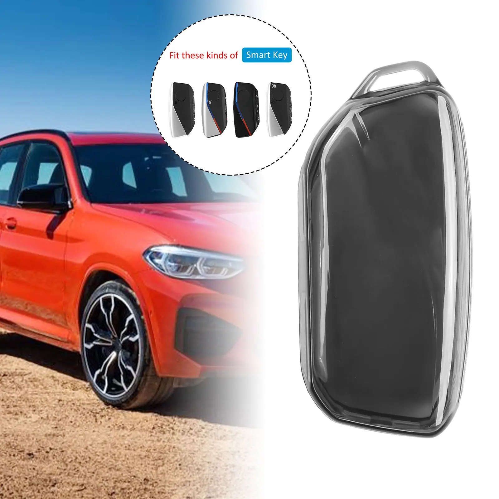 Чехол для автомобильного ключа из ТПУ, черный прозрачный чехол для BMW X1 IX XM X5 X6 X7 I7 2023 2024 2 серии Active Tourer, автомобильные аксессуары