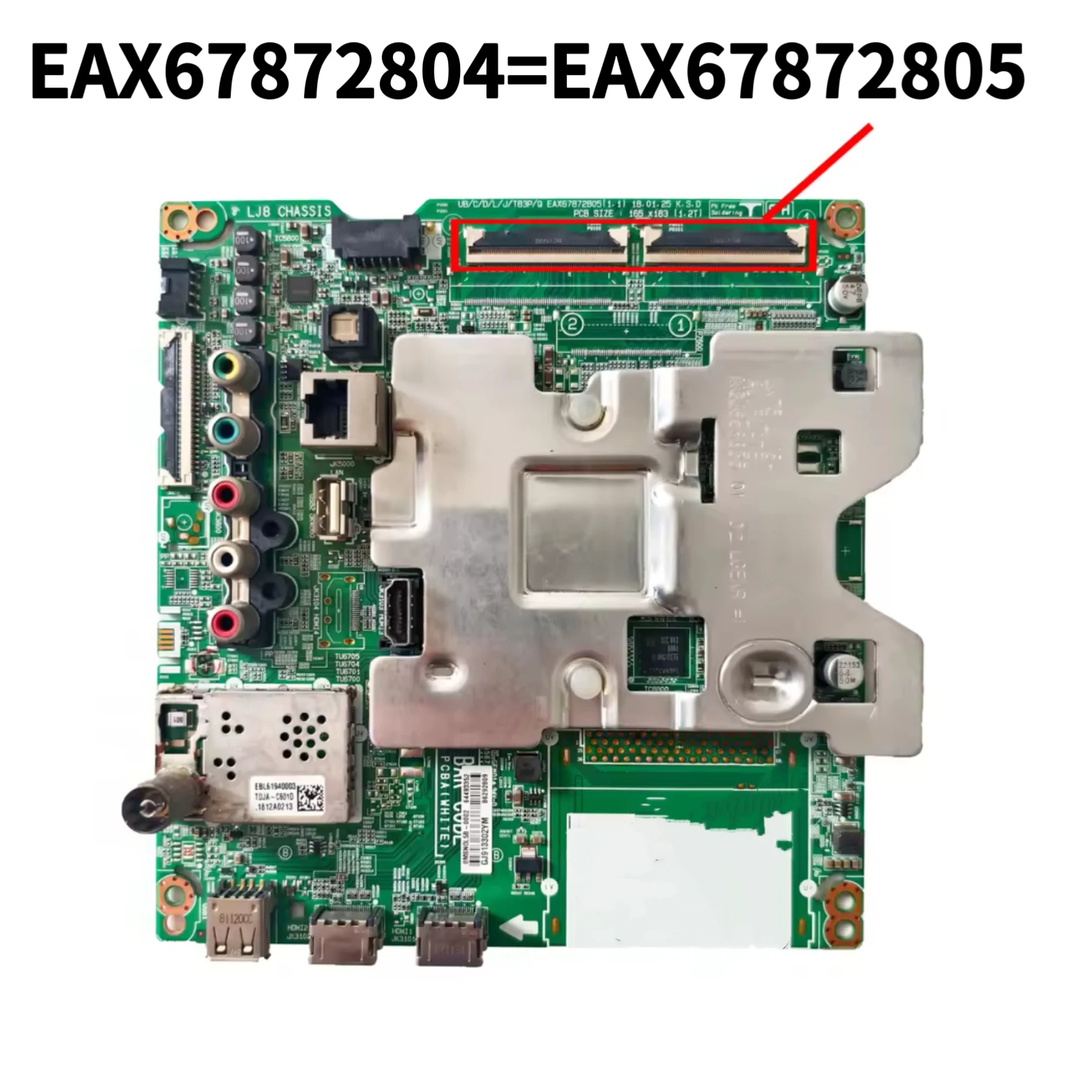 EBU65199101 EAX67872804 (1.0) EAX67872805 (1.1) Основная плата предназначена для материнской платы телевизора 43UK6090PUA 49UK6300PUE 65UK7700AUB EBT65274703