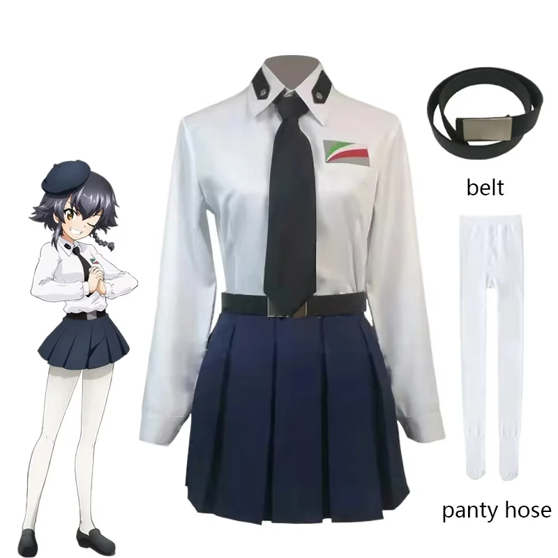 Аниме GIRLS und PANZER Anzio High School Anchovy Carpaccio Pepperoni костюмы для косплея женская плиссированная юбка школьная форма костюм