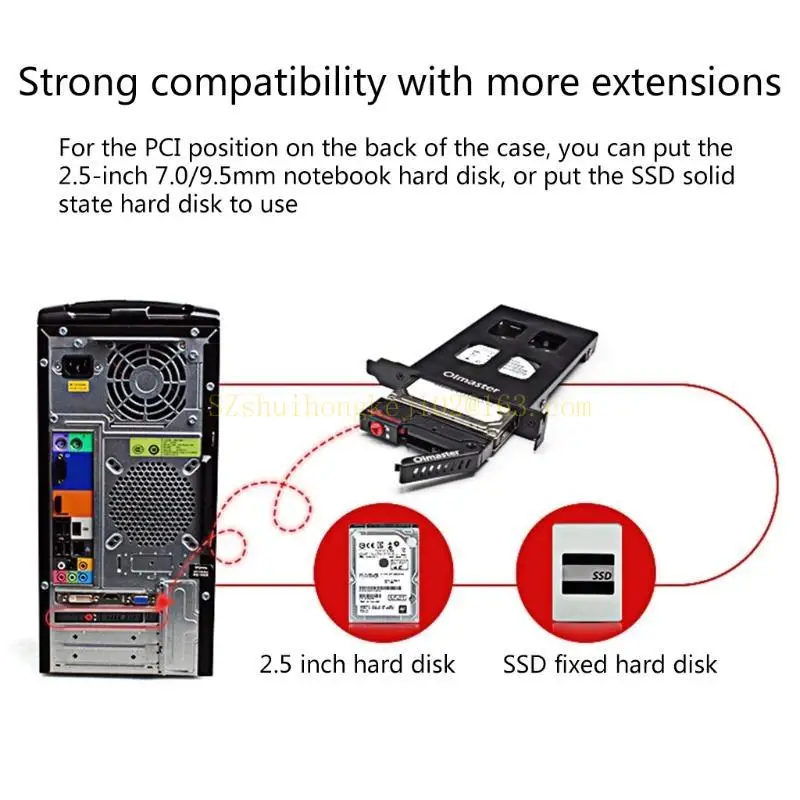 Olmaster MR-9100 HDD Коробка для жесткого диска Кронштейн адаптера жесткого диска Стандартный 2,5-дюймовый PCI для корпуса SATA HDD/SSD