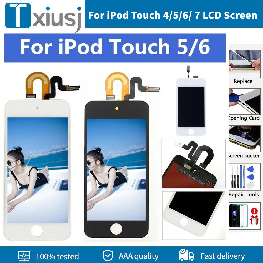 100% протестированный сенсорный ЖК-дисплей для iPod Touch 4 5 6 7, сенсорный экран, дигитайзер в сборе для iPod Touch 5, ЖК-дисплей Touch 5, ЖК-дисплей