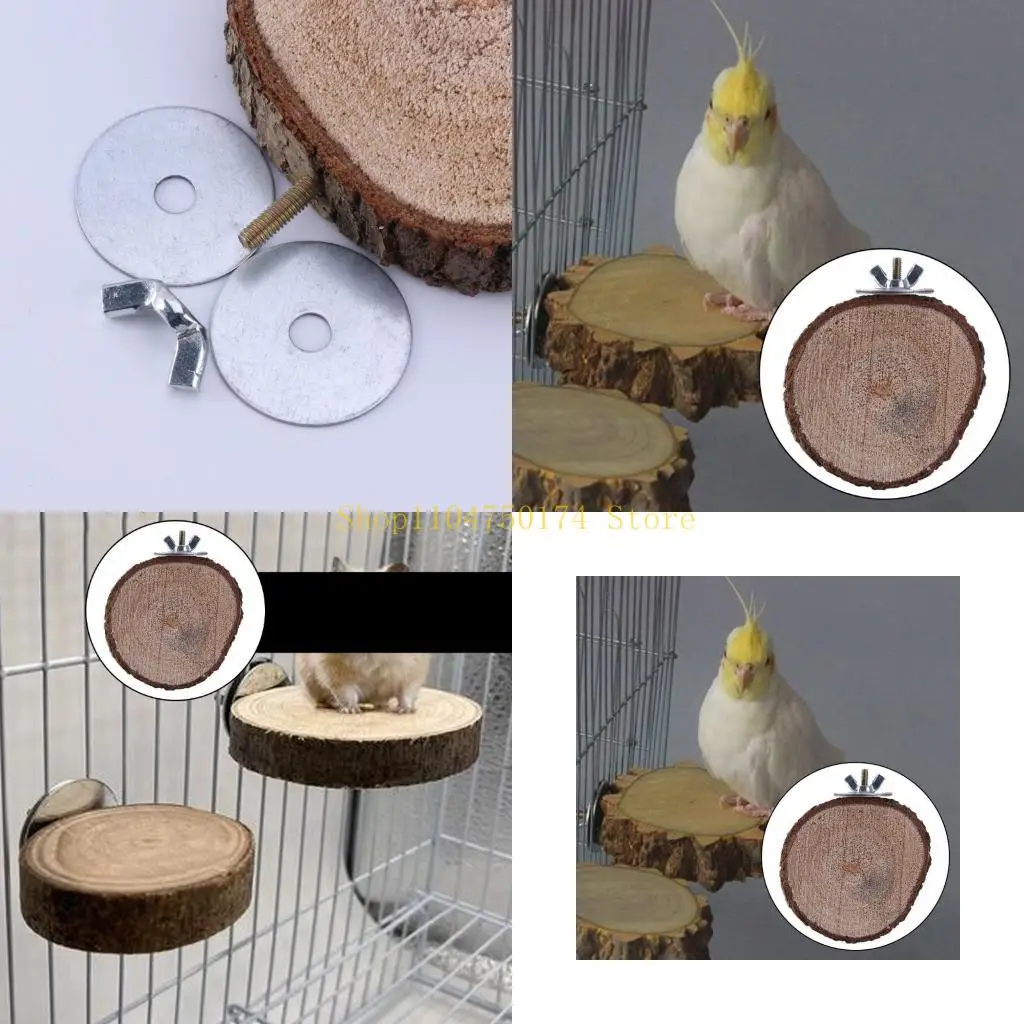 Платформа деревянного окуня платформы Parrot Stand Cage Accessories Toy Toy для маленьких животных Gerbil 3in Top