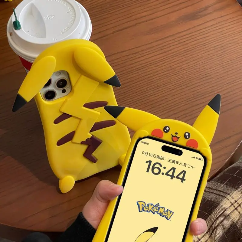 Силиконовый противоударный чехол для телефона Pokémon с ушками Will Move Pikachu Apple, чехол для телефона серии IPhone 12/13/14, защитный чехол для телефона