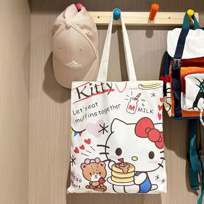 Холщовая сумка Sanrio Hello Kittys Tote Bag Сумка Go To School Bag Niche Underarm One Shoulder Cartoon Cute Sweet Fresh Girl New (art.: 3920cf0ccd3f3) - 3920cf0ccd3f3