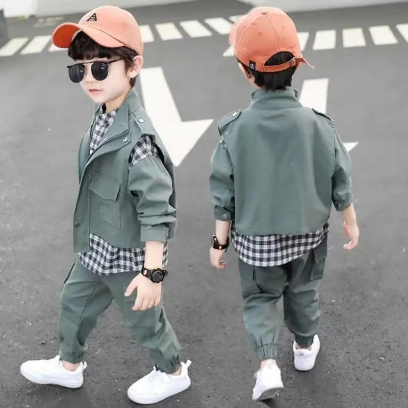 Kinder kleidung Jungen Frühling Set для Babyboys 2025 Kleidung Set Weste Hemd und Hose 3 St Teatro Sporta nzug Outfits
