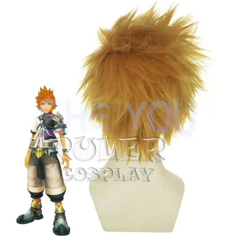 Фото Kingdom Hearts Ventus Roxas Короткие золотисто-желтые парики для костюма на Хэллоуин + шапочка для парика №4