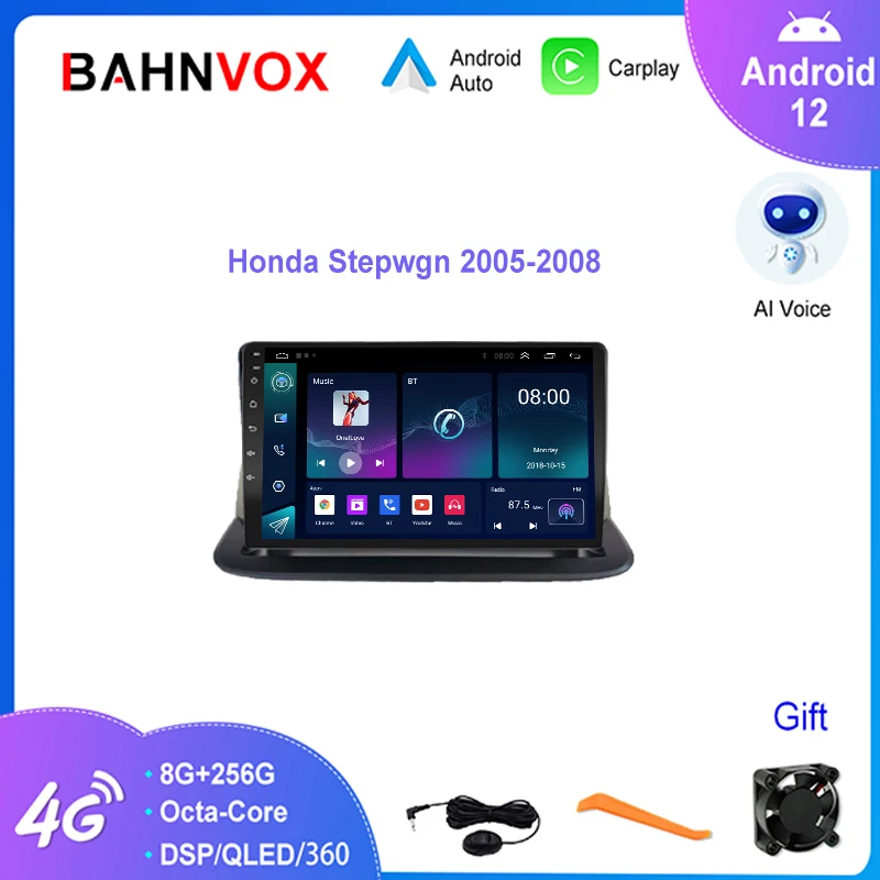 Автомагнитола 9 дюймов, Android 12,0, для Honda Stepwgn 2005 2008, стерео, мультимедийный плеер, GPS-навигация, головное устройство с сенсорным экраном для Carplay