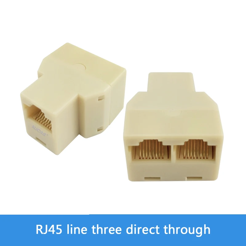 RJ11 4-контактный разъем «Мама» от 1 до 2 телефонных разъемов, Y-образный разветвитель, адаптер, соединитель, бежевый рекламный разветвитель