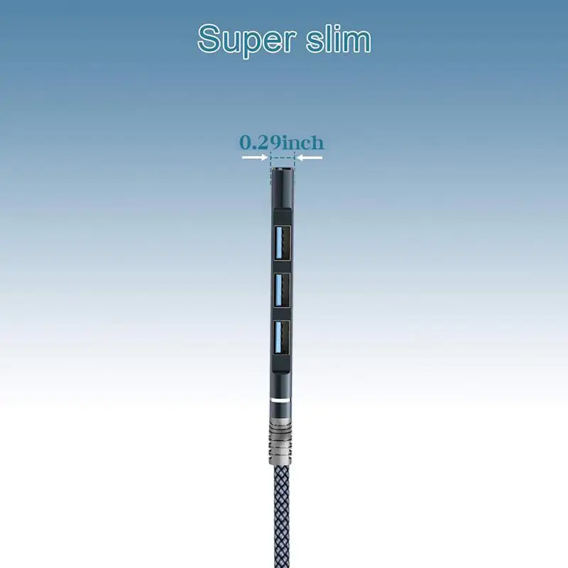 Фото Тонкий концентратор USB C 3,0, 4 порта, адаптер с 4 портами типа C 3,1, мультиразветвитель OTG для Macbook 13 15 Air №3