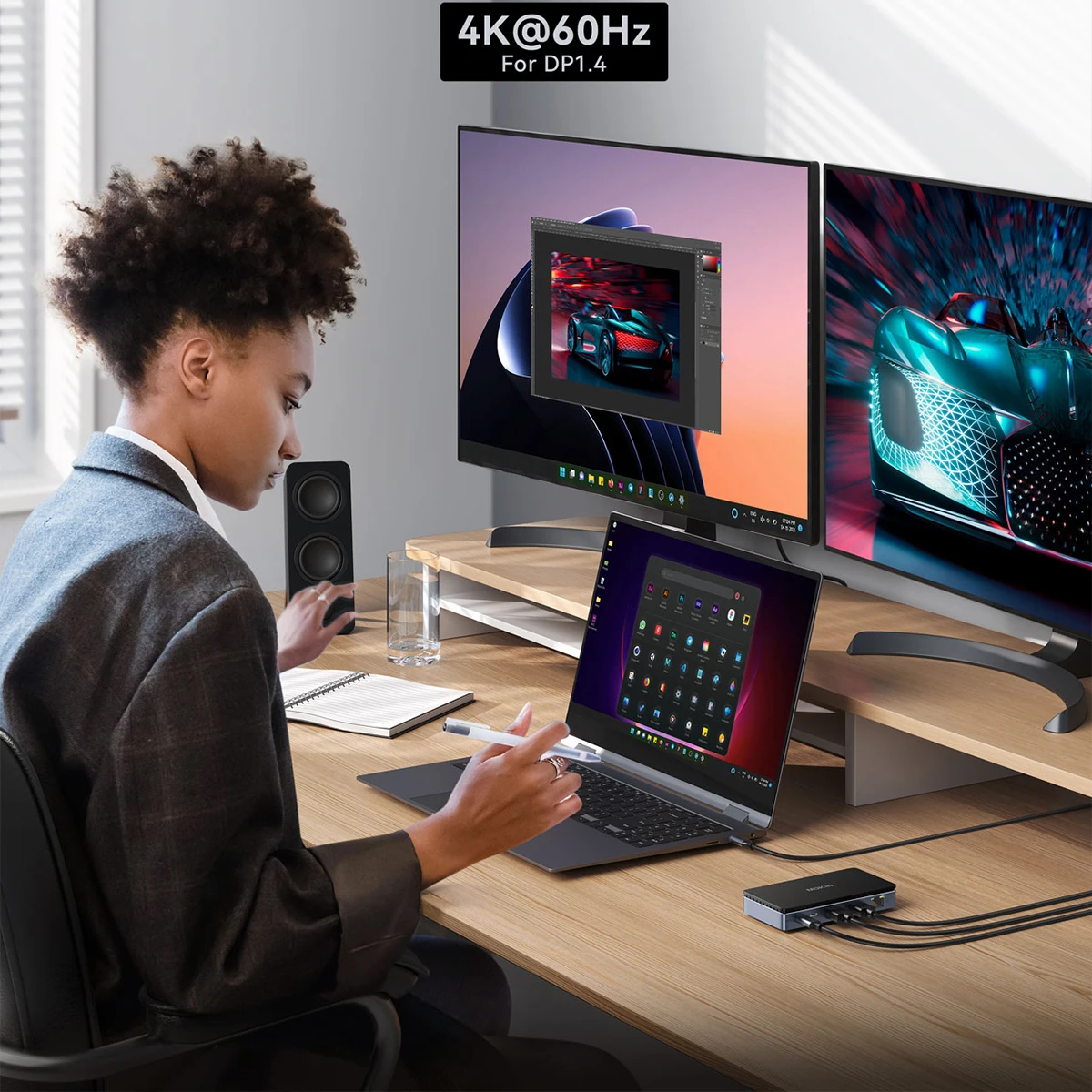 Фото Док-станция MOKiN 8 в 1 для MacBook Air/Pro, iPad, ноутбука Thunderbolt — USB3.0, Type-C 3.0, DP 4K60 Гц, PD 100 Вт, RJ45 1 Гбит/с №5